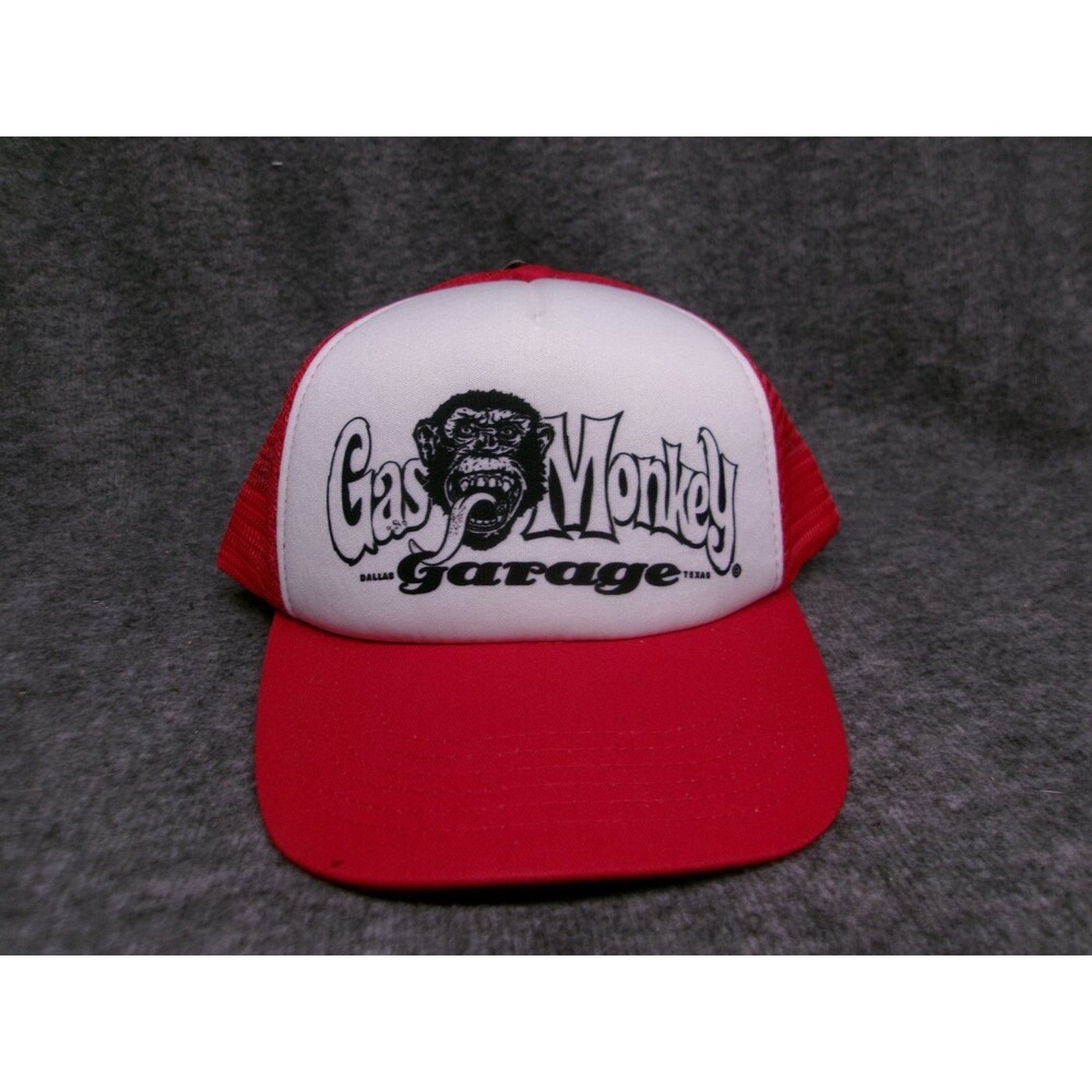Gas Monkey Garage Hat Cap Strap Back Adjustable Adult Red Trucker Mesh
